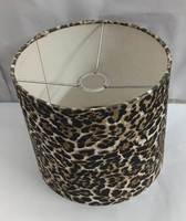 Abat-jour cylindrique moderne et tendance en tissu lin-coton imprimé léopard numérique fait main pour lampadaire intérieur E27