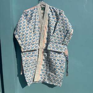 Indian Handmade Vintage Cotton Kantha <b>Kimono</b> Lightweight Women's Long Coat & Unisex Jacket Winter Wear Gift for Her - Product Image 1