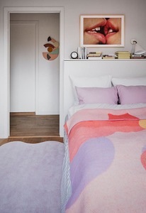 พรมขนลาเวนเดอร์สีชมพูลายหอยเชลล์ดีไซน์แบบทันสมัยขนฟูขนาดกลางกันลื่นเป็นมิตรกับสิ่งแวดล้อมสำหรับสัตว์เลี้ยง - Product Image 3