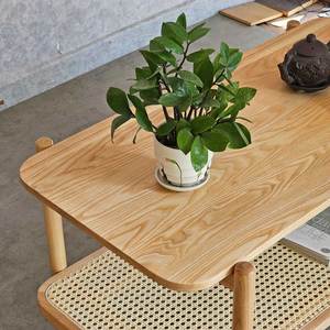 Scandinavian Design 2-Tier Ash Wood <b>Coffee</b> <b>Table</b> Convertible Rectangular 100x50x52cm Durable for Indoor Use Living Room <b>Table</b> - Product Image 6