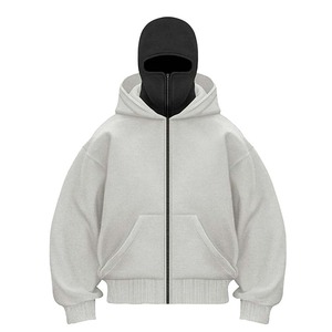 Produit Tendance 2027 : Sweat à capuche double à fermeture éclair intégrale avec cagoule intégrée, impression en relief, en coton épais - Product Image 5