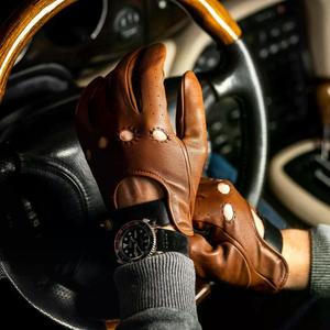 Gants de conduite d'hiver en cuir d'agneau avec logo personnalisé pour hommes, design personnalisé à la mode, vente en gros - Product Image 6
