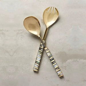 Ensemble de 4 couverts en acier inoxydable avec poignées en métal Table à manger parfaite Ustensiles de cuisine Usage quotidien Couverts plaqués or - Product Image 5