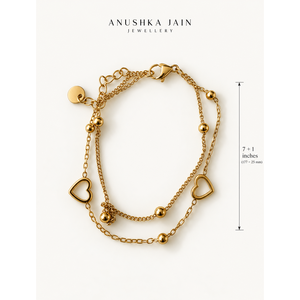 สร้อยข้อมือดีไซน์รูปหัวใจสองชั้นสุดน่ารัก - Product Image 5
