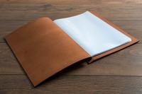 Couverture de menu en cuir véritable imperméable Matériau PU avec support tricoté Motif fini Produit en cuir synthétique
