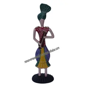 Wholesale High Grade Multicolor Tribal Rajasthani Musician Statue Metal Musician Sculpture For Home Decor