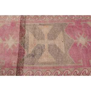 2.8x9.6 ft Turkish Vintage <b>Rug</b>, <b>Runner</b> <b>Rug</b>, Herki Pink Wool <b>Rug</b> - Product Image 5