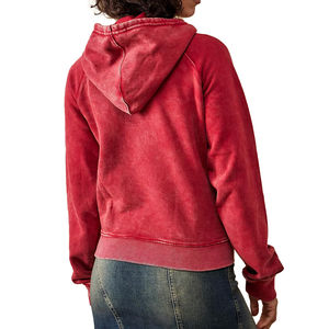 Short polaire à capuche délavé à l'acide pour femme Short de jogging à motif solide avec logo avant en hiver Tenues à prix bon marché - Product Image 5