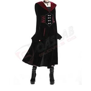 Abrigo Gótico Negro con Capucha Color Granate, de Terciopelo Sólido, Transpirable e Impermeable, de Algodón y Poliéster, con Mangas Acampanadas, para Verano - Product Image 4