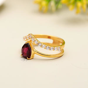 Bague de mariage en argent sterling massif 925 plaquée or grenat naturel coupe poire exquise pierre précieuse pour les femmes - Product Image 3