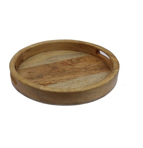 Bandeja de servicio de madera de mango para decoración del hogar, utensilios de cocina de forma redonda, personalizados, elegantes, para hotel, restaurante, bar, gran oferta - Product Image 1
