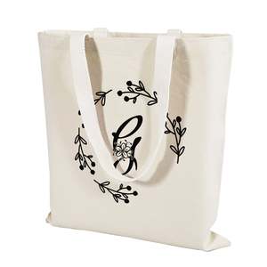 Bolsa de Lona con Inicial G, Moderna, de Gran Capacidad, con Cierre de Cremallera, Color Sólido, con Forro de Algodón Personalizado con Iniciales y Logotipo - Product Image 2