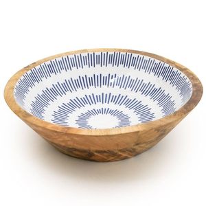 Ensaladera de madera decorativa esmaltada hecha a mano al por mayor directa de fábrica cuenco de madera de mango impreso personalizable para uso multiusos - Product Image 3