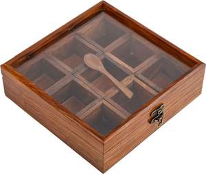 Boîte à épices en bois faite à la main Conteneurs à épices en bois pour les organisateurs de supports à épices en palissandre (supports en palissandre 8x8) - Product Image 5