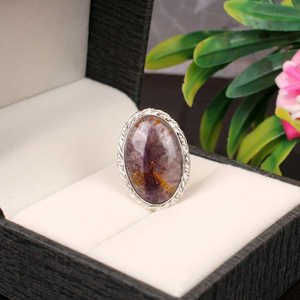 Venta al por mayor Cacoxenita Natural Super Seven Gemstone 92,5 Anillo Fino de Plata Esterlina - Product Image 2