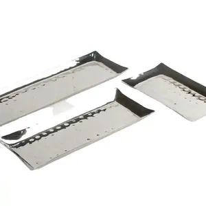 Plateau de service en aluminium plaqué argent de meilleure qualité Plateau de table en forme de feuille Plateau de plat de nourriture Mariage Maison Hôtel Serve-Art Déco - Product Image 3