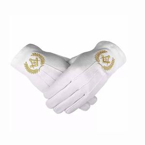 Diseño profesional Guantes masónicos baratos Color blanco Venta al por mayor Algodón puro Masonic Regalia Guantes de mano - Product Image 3