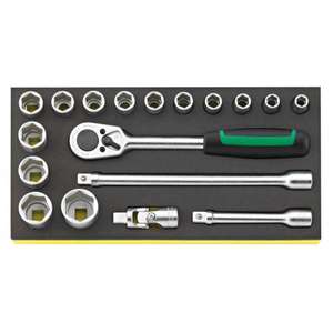 Juego de Llaves de Trinquete Stahlwille de 1/2'' con 18 Piezas, Enchufes con Incrustaciones TCS y Accesorios - Product Image 1