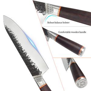 Vente en gros personnalisé de haute qualité OEM ODM Service professionnel en acier inoxydable motif couteau de chef de cuisine lame tranchante fixe - Product Image 4