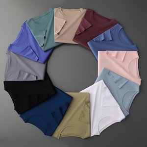 T-shirts pour hommes 100% coton décontracté col rond manches courtes basique lourd doux t-shirts unis coupe classique t-shirts - Product Image 6