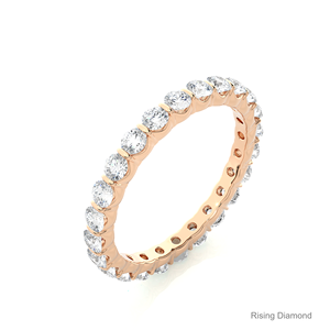 1,09 CTW Round Lab Grown Diamond Full Eternity Set CVD Wedding Band & Rose Gold Anniversary Anillos de regalo - Product Image 4