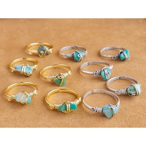 Turquoise Bohemia Gemstone <b>Rings</b> Gold Plated Brass Jewelry for Gift - Product Image 3
