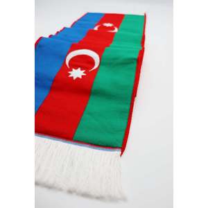 Écharpe tissée à pompons avec drapeau de l'Azerbaïdjan en tissu - Product Image 4