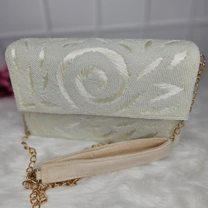 Diseñador de calidad superior hecho a mano latón noche señoras bolso de mano artesanías de lujo madre perla Shell patrón tela para boda - Product Image 1