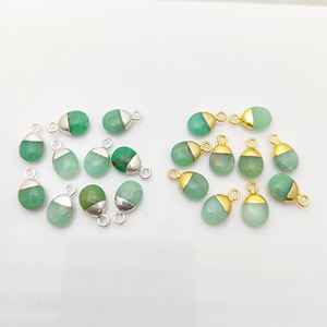 Colgante de Crisoprasa de 8-10 mm, Plata de Ley 925 con Baño de Oro, Dijes de Joyería de Moda al por Mayor - Product Image 4