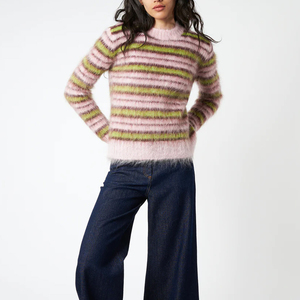 Pull en mohair pour femme, qualité supérieure, anti-plis, respirant, col tendance, coupe ample, tricoté, chaud, 180g – Meilleure vente en gros - Product Image 4