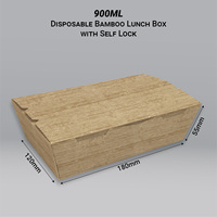 Cajas de Almuerzo Desechables de Pulpa de Bambú de 600/900 ml, Biodegradables, Rectangulares, Marca TBH Penang
