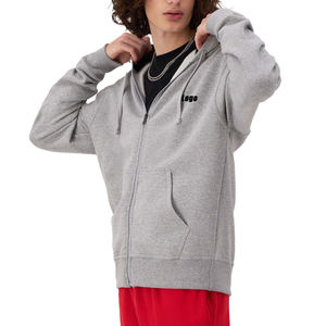 Powerblend Full-Zip Unisex <b>Hoodie</b> Oxford Gray Fleece <b>Soft</b> 100% Cotton Zip Sweatshirt Embroidered Washed Custom Logo OEM/ODM - Product Image 4