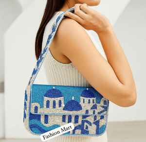 Bolso de Magnolia con cuentas, monedero con cuentas florales, bolso de flores blancas, bolso de hombro de primavera, monederos con cuentas de verano, hecho a mano floral - Product Image 1