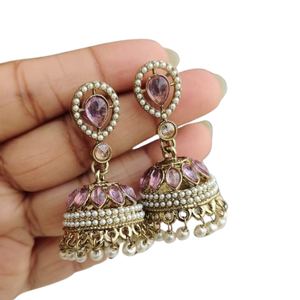 Handcrafted Flower <b>Earrings</b> For Women Gold Plated Ethnic Style Jhumka Jhumki <b>Earrings</b> Indian Jewelry for Wedding Party & Gifts - Product Image 1
