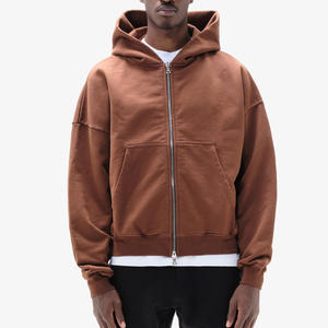 Streetwear personnalisé lavé à l'acide Sweat à capuche zippé pour homme 100% coton lourd 350 GSMt surdimensionné en coton polaire - Product Image 5