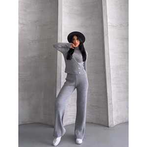 Conjunto de Suéter Tejido para Mujer con Detalle de Botones Laterales-1563 - Product Image 2