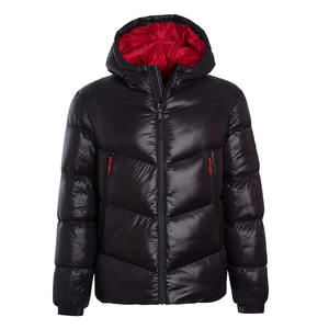 แจ็กเก็ตขนปลาปักเป้าสำหรับผู้ชายเสื้อแจ็คเก็ตขนเป็ดสีดำมีซิปด้านหน้ามีกระเป๋าสองกระเป๋าสำหรับผู้ใหญ่ - Product Image 3