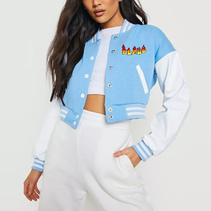 Chaqueta universitaria de piel de oveja de alta calidad para mujer, recién llegado, ajuste cómodo, bombardero recortado, ropa de calle de algodón, diseño transpirable - Product Image 4