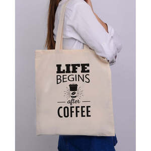 Las Vidas Comienzan Después del Café, Bolsas de Tela Reciclables con Diseño para Cafeterías - Product Image 4