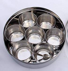Vente directe d'usine boîte à épices de cuisine boîte à épices indienne Masala Dabba couvercle transparent en acier inoxydable - Product Image 2