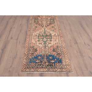 Alfombra de 2.8x10.4 pies, Alfombra Turca Vintage, Alfombra de Lana Azul - Product Image 2