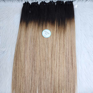 Prix de gros Mèches de cheveux humains vierges vietnamiens doublement étirés, blond ombré, lisses comme des baguettes, avec closure - Product Image 4