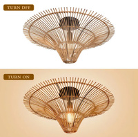 Pas cher prix grande taille Boho abat-jour couverture rotin pendentif lustre tissé par fabrication vietnamienne