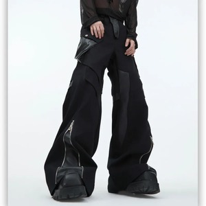 Niche Deconstruction Pantalones de cuero real Contraste Empalme Pierna recta suelta 2025 Patchwork Casual Pantalones masculinos - Product Image 6