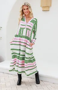 Robe indienne de tissage en V faite à la main de qualité supérieure pour femmes robe tunique à manches cloche élégante pour femmes col en V avec poches robe d'été - Product Image 2