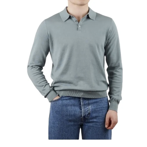 Camiseta de polo informal bordada con logotipo personalizado para hombre, manga larga de punto transpirable, cuello de mano largo, Manga corta sólida Plus - Product Image 1