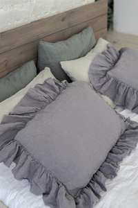 Taies d'oreiller à double volants en lin Shabby Chic Farmhouse Style Hospital & Home Use Taille et couleur personnalisables - Product Image 5