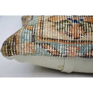 Beige Wool Kantha Patchwork Eco-Friendly Non-Slip <b>Bolster</b> <b>Pillow</b> 12x12 Inch Woven Embroidered Vintage Square Decorative - Product Image 4