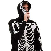 Dernier design – Sweat à capuche streetwear oversize pour homme, coupe-vent, entièrement zippé, motif squelette phosphorescent, en tissu mélangé de coton
