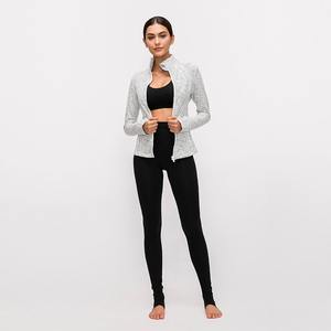 Veste personnalisée solide, respirante et légère à manches longues en éponge française pour femmes avec fermeture éclair en nylon/coton - Product Image 2